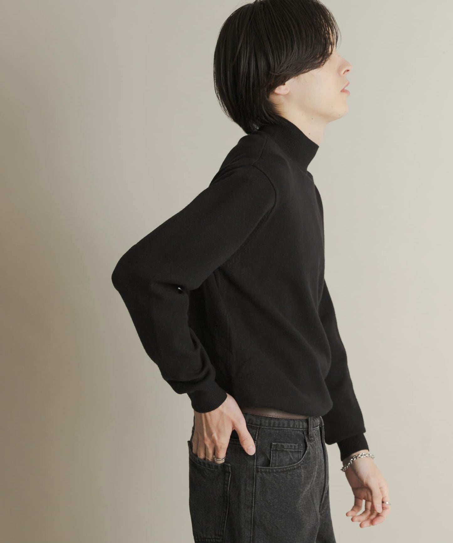 部分色 可水洗/防起球 彈力高領針織衫