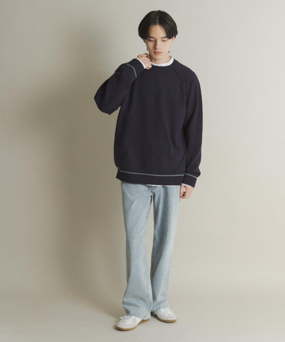 部分色 可水洗/防起球 彈力拼色針織衫