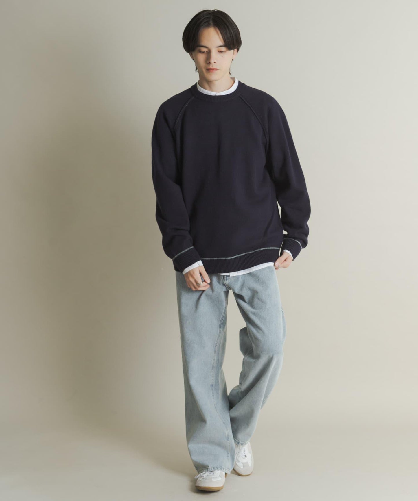 部分色 可水洗/防起球 彈力拼色針織衫