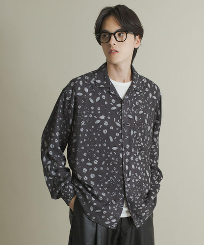 拼色開領長袖襯衫