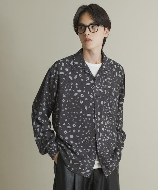 拼色開領長袖襯衫