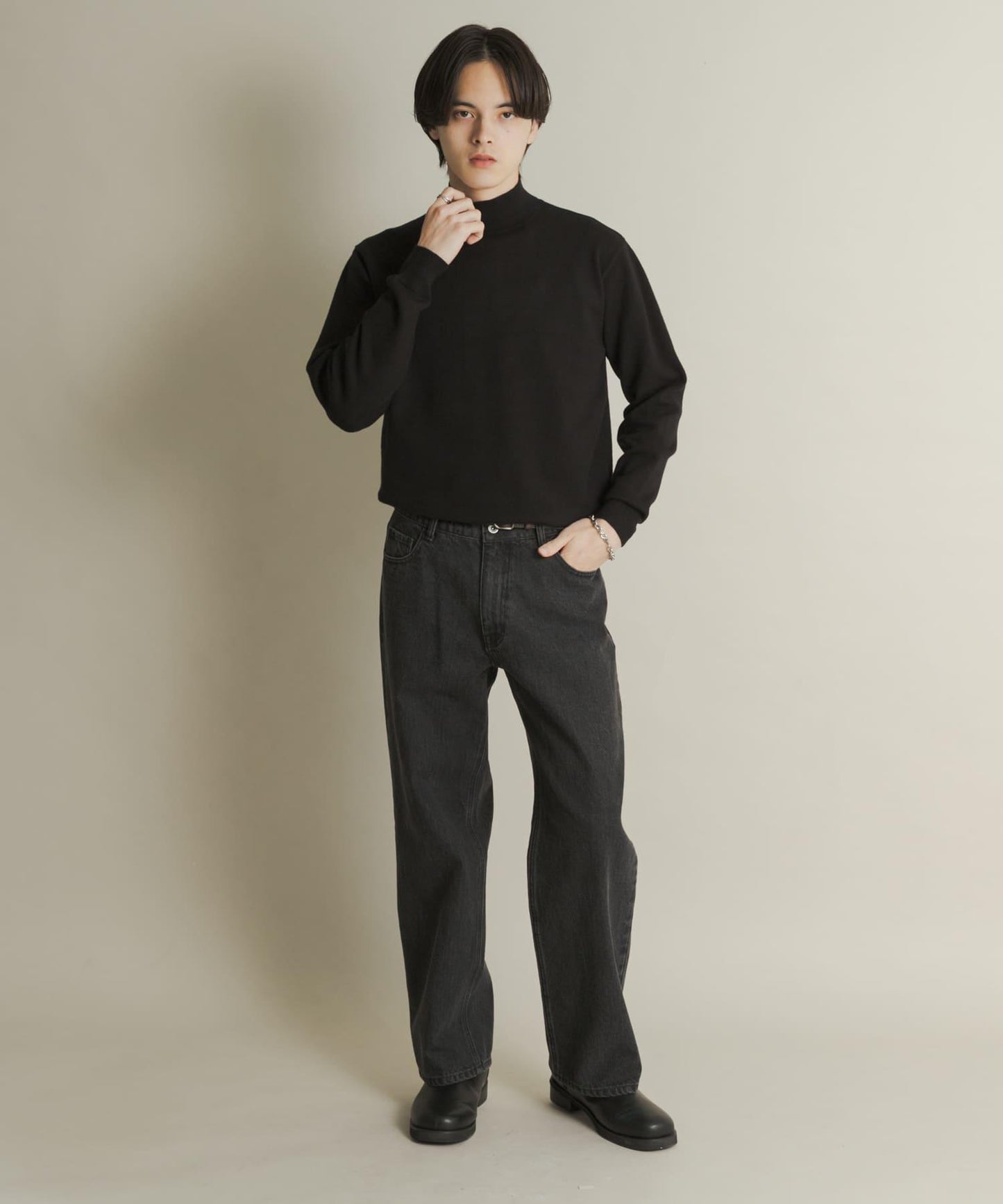 部分色 可水洗/防起球 彈力高領針織衫