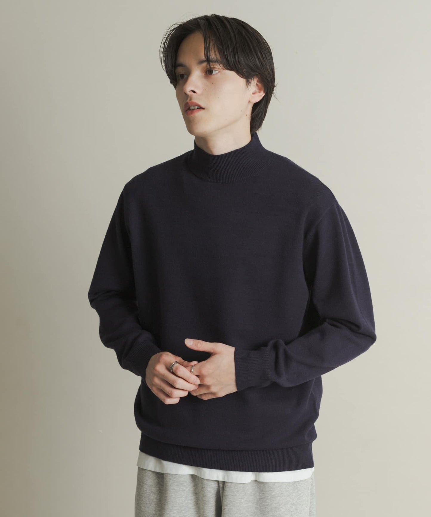 部分色 可水洗/防起球 彈力高領針織衫