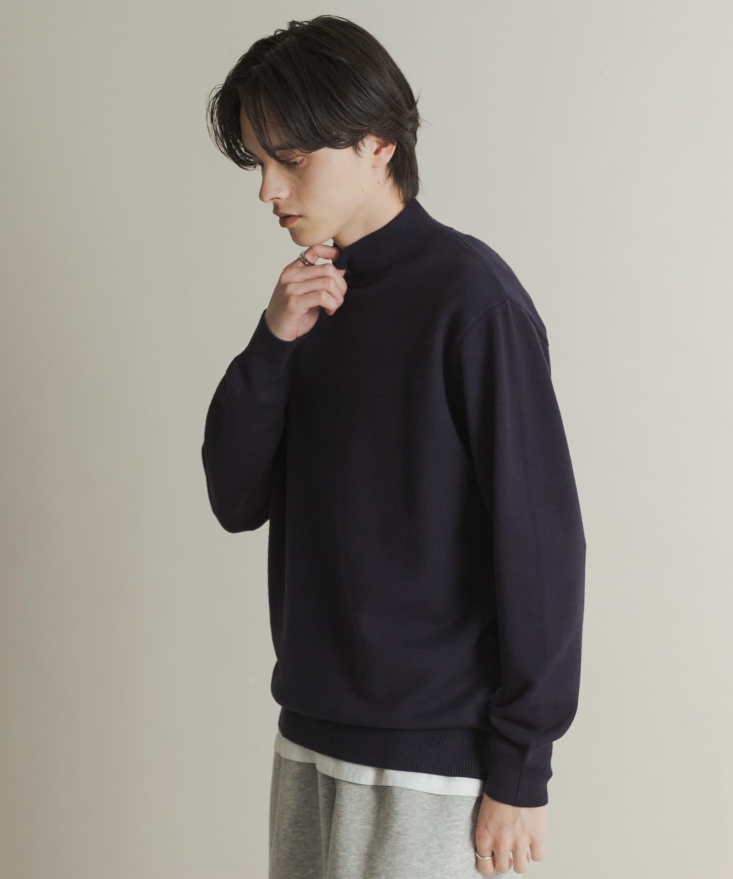 部分色 可水洗/防起球 彈力高領針織衫