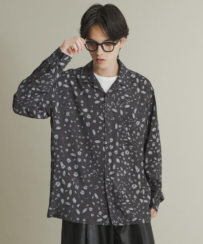 拼色開領長袖襯衫