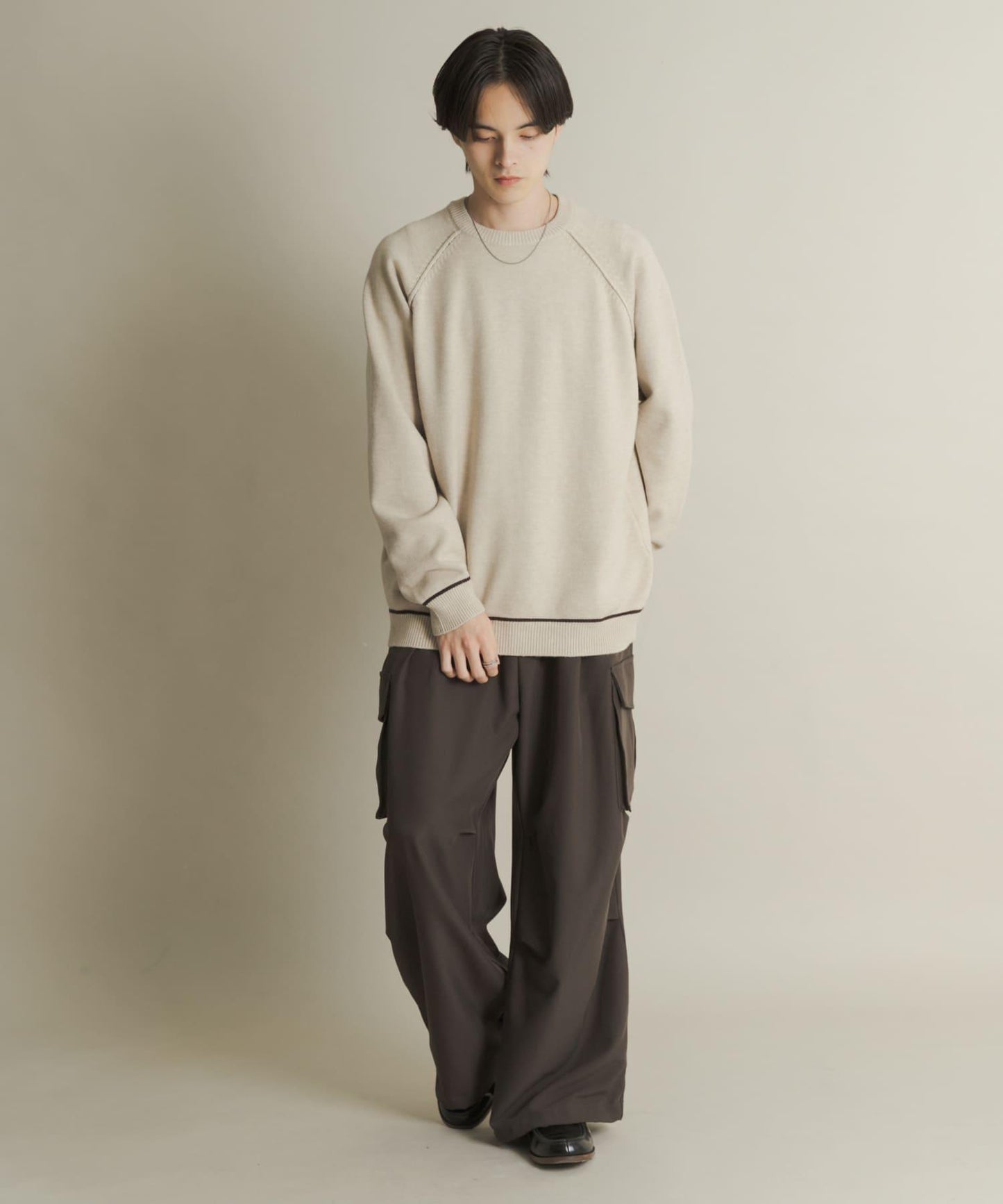 部分色 可水洗/防起球 彈力拼色針織衫