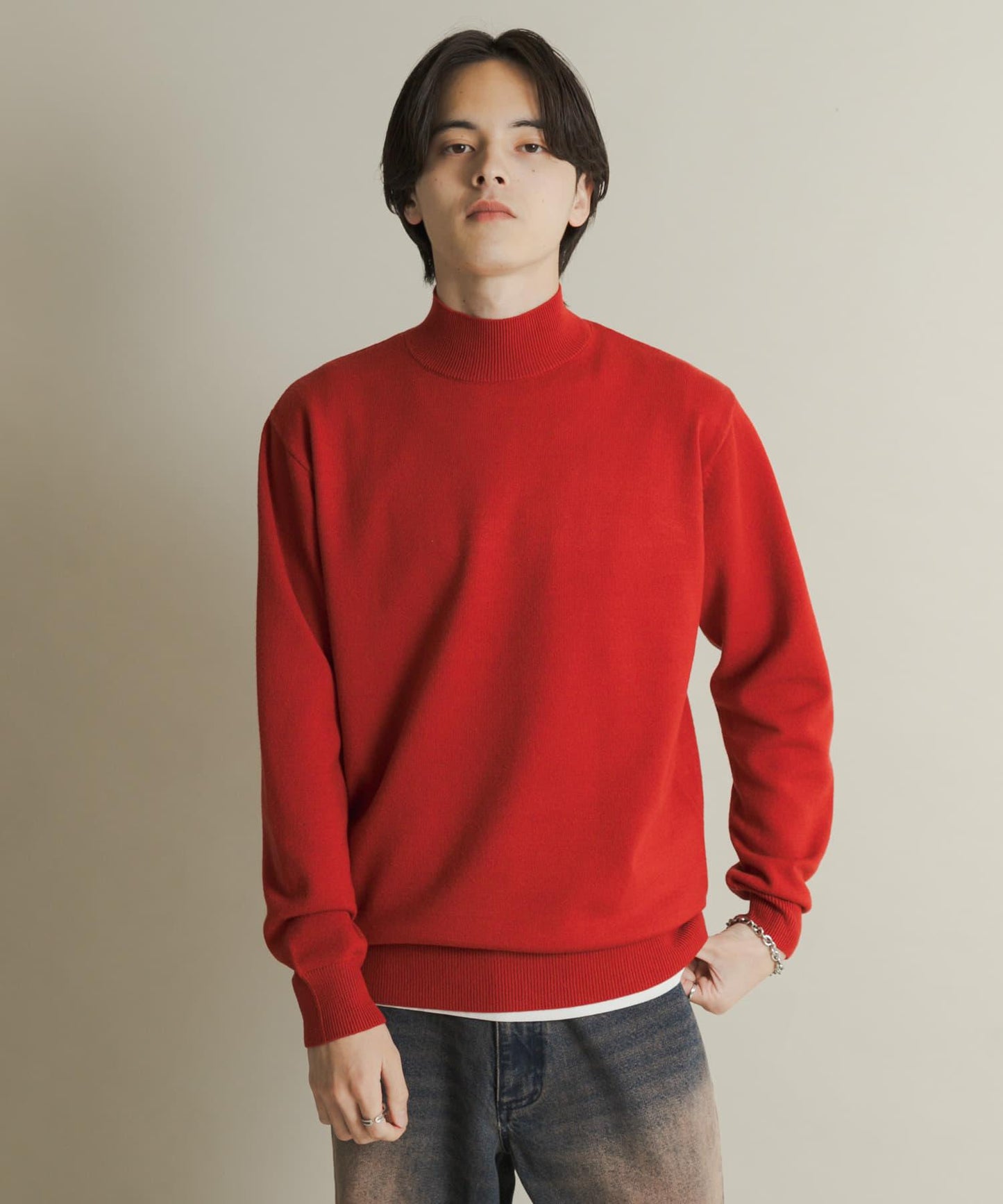 部分色 可水洗/防起球 彈力高領針織衫