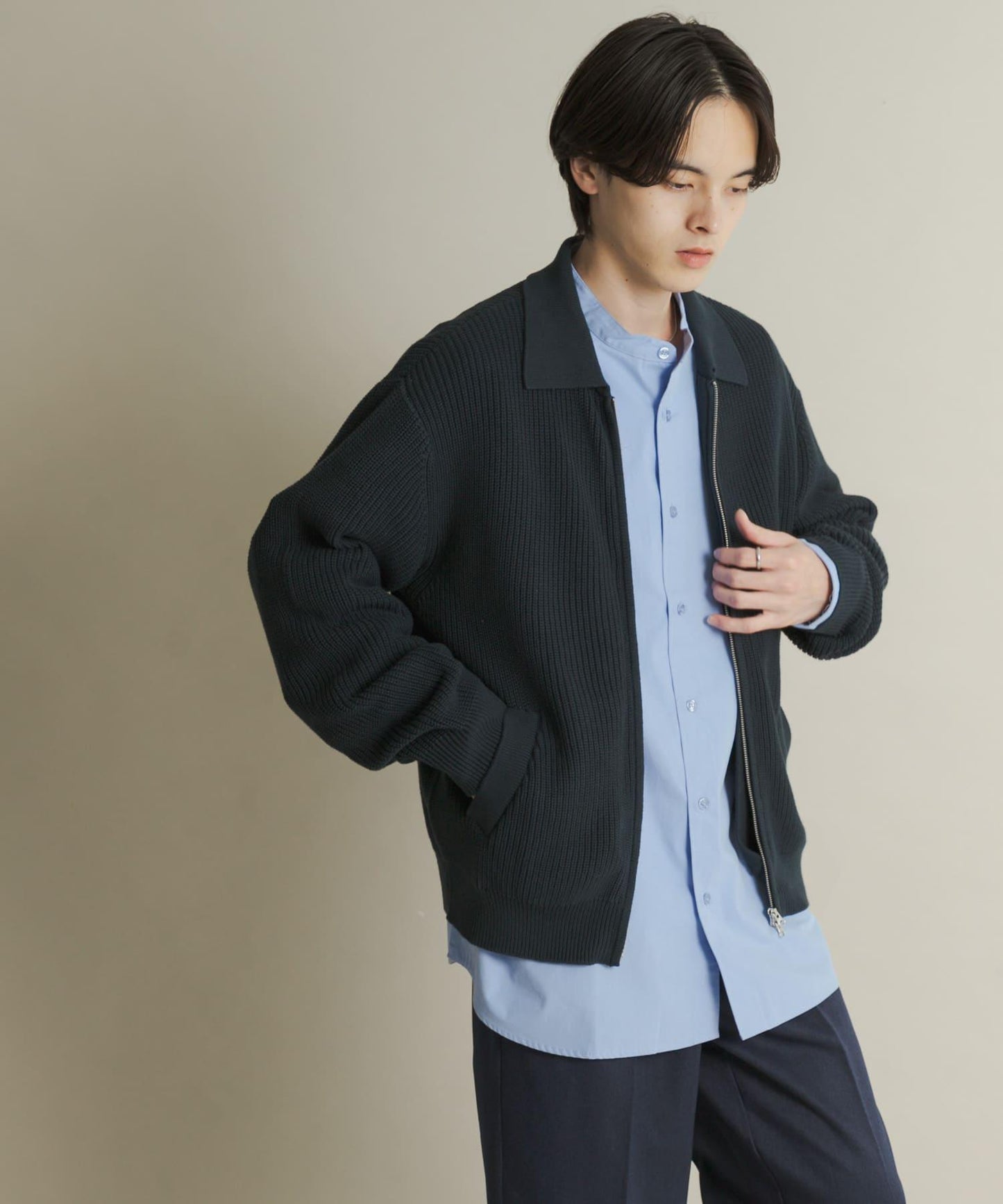 雙拉鍊針織開衫