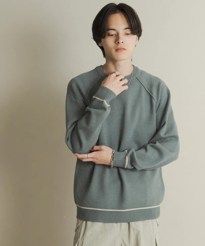 部分色 可水洗/防起球 彈力拼色針織衫