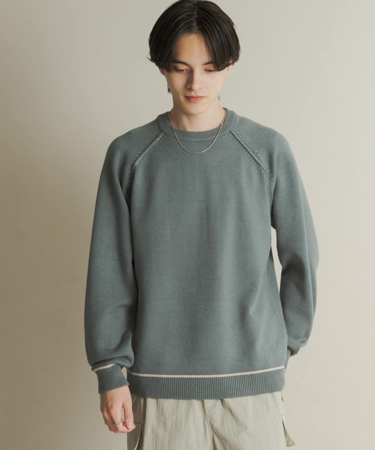 部分色 可水洗/防起球 彈力拼色針織衫