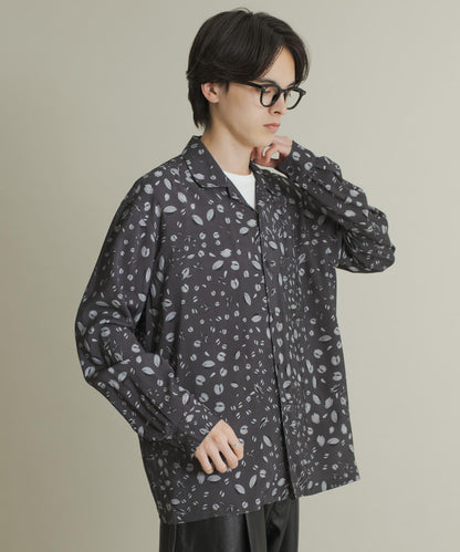 拼色開領長袖襯衫