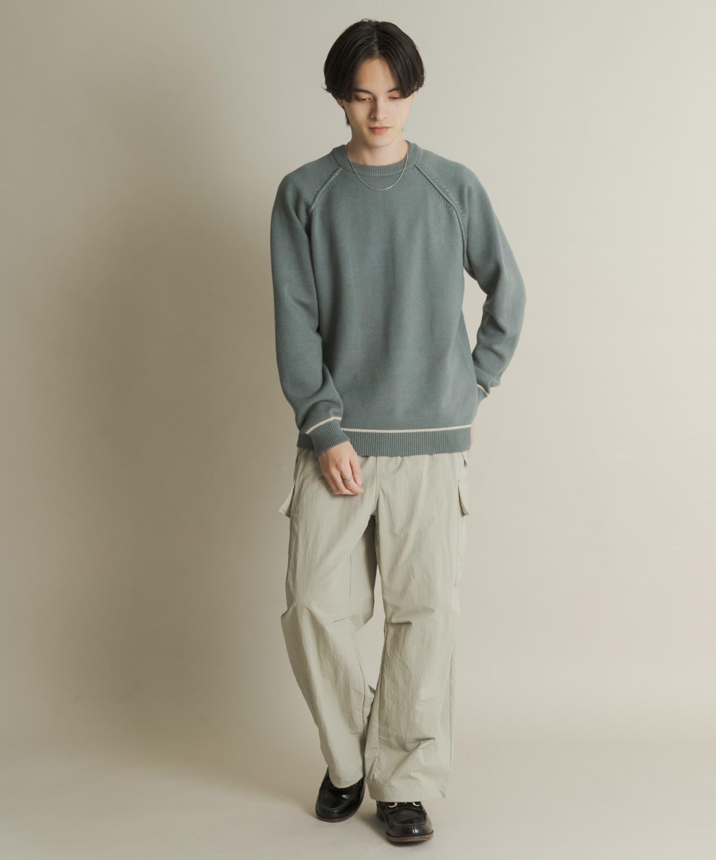 部分色 可水洗/防起球 彈力拼色針織衫