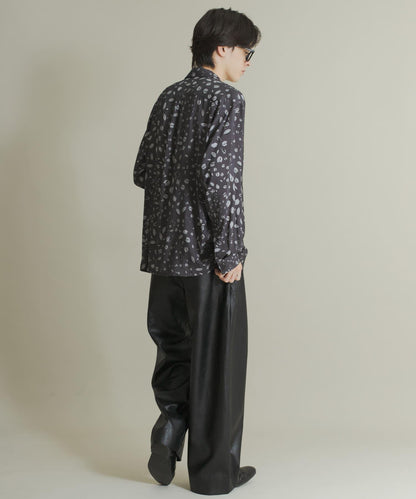 拼色開領長袖襯衫