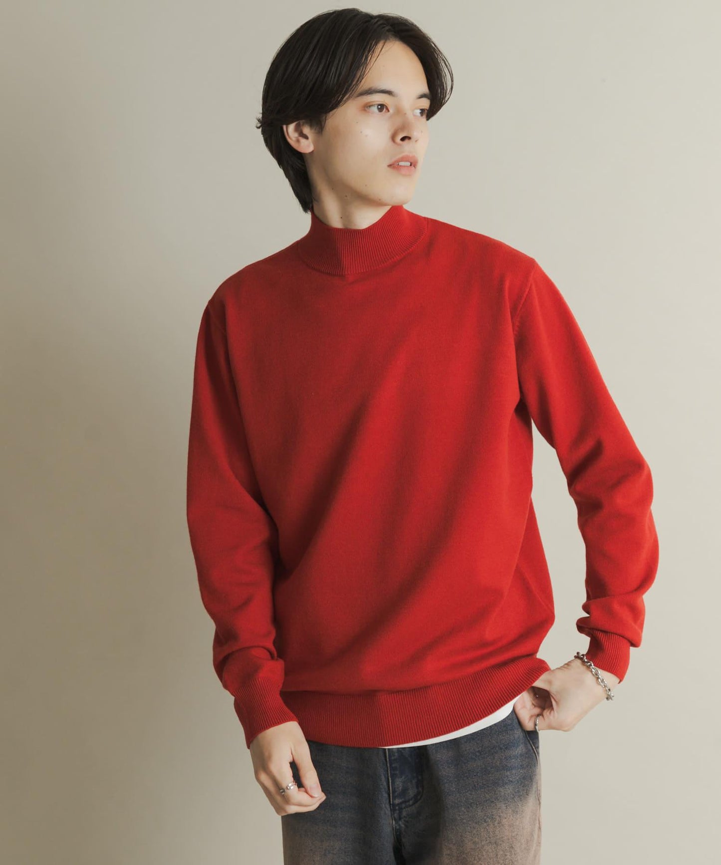 部分色 可水洗/防起球 彈力高領針織衫