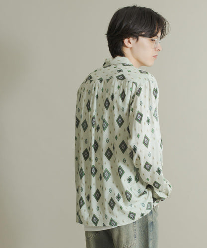 拼色開領長袖襯衫