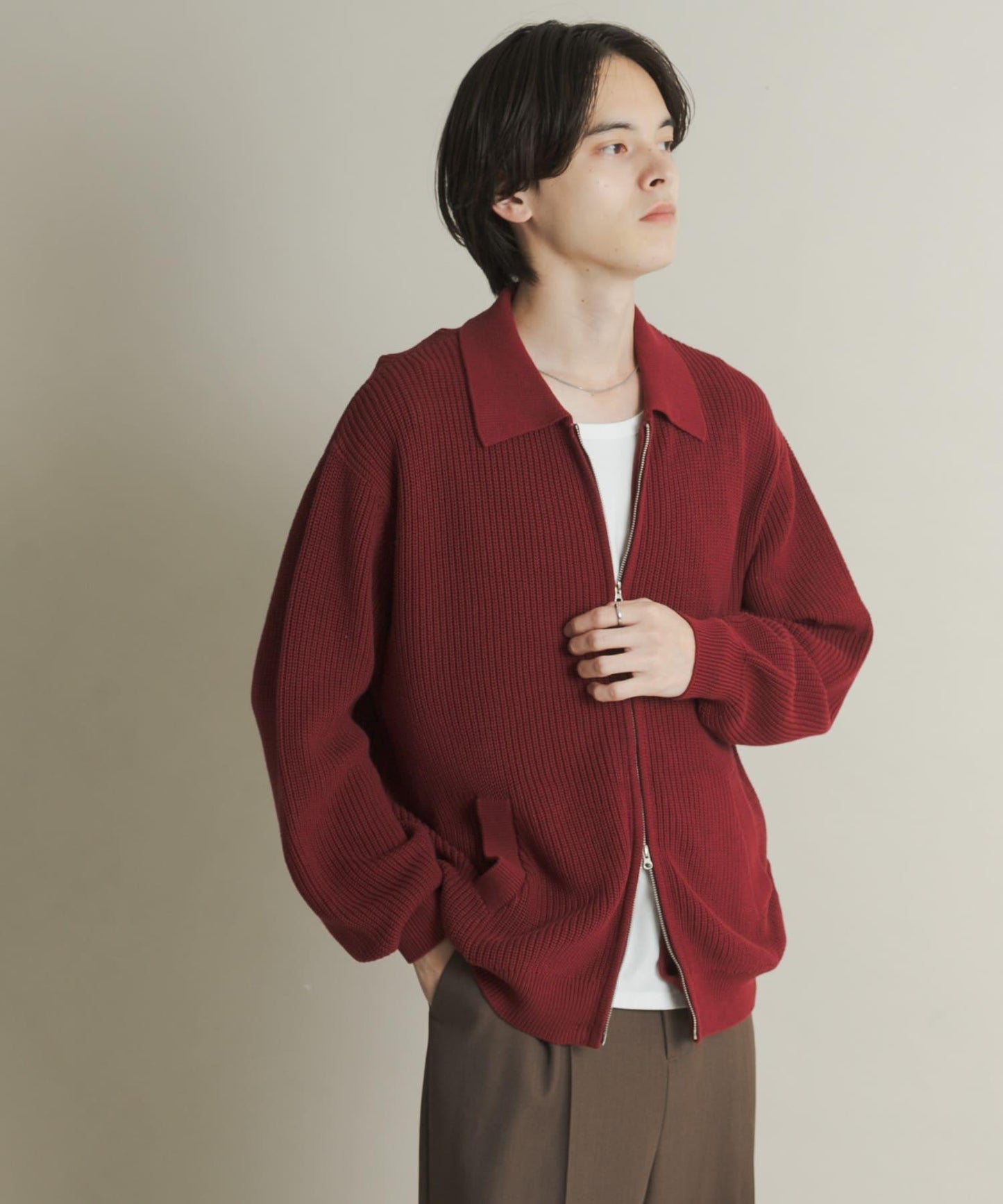 雙拉鍊針織開衫