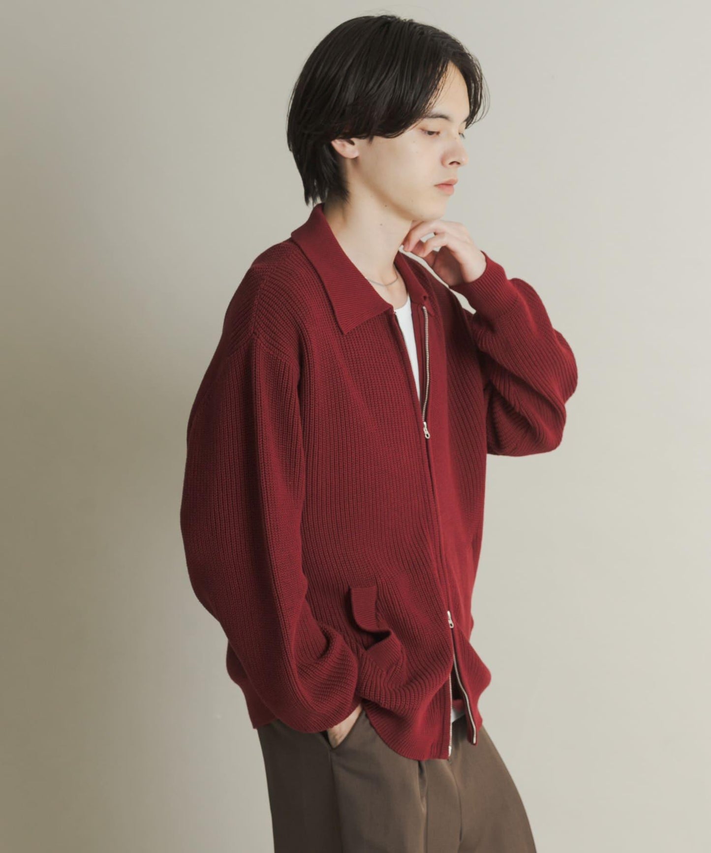 雙拉鍊針織開衫