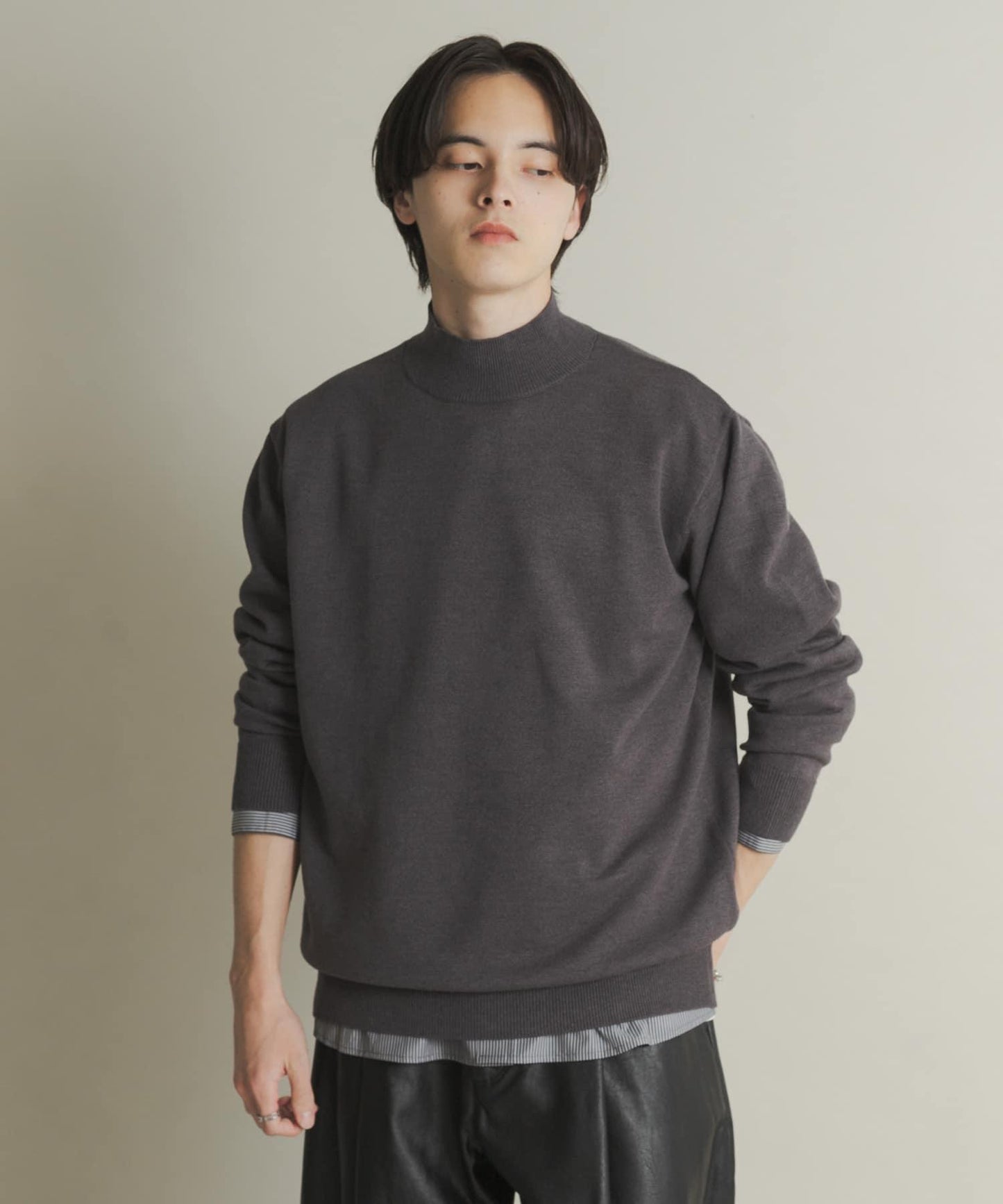 部分色 可水洗/防起球 彈力高領針織衫