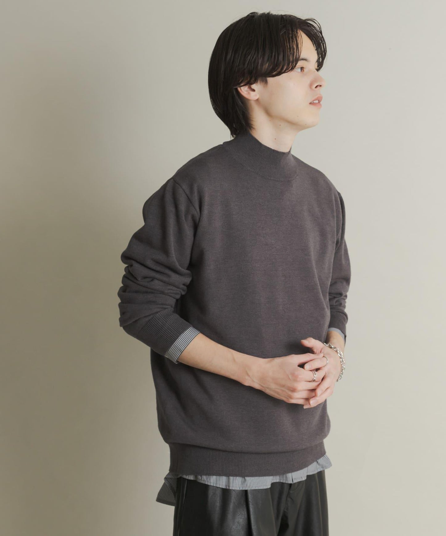 部分色 可水洗/防起球 彈力高領針織衫