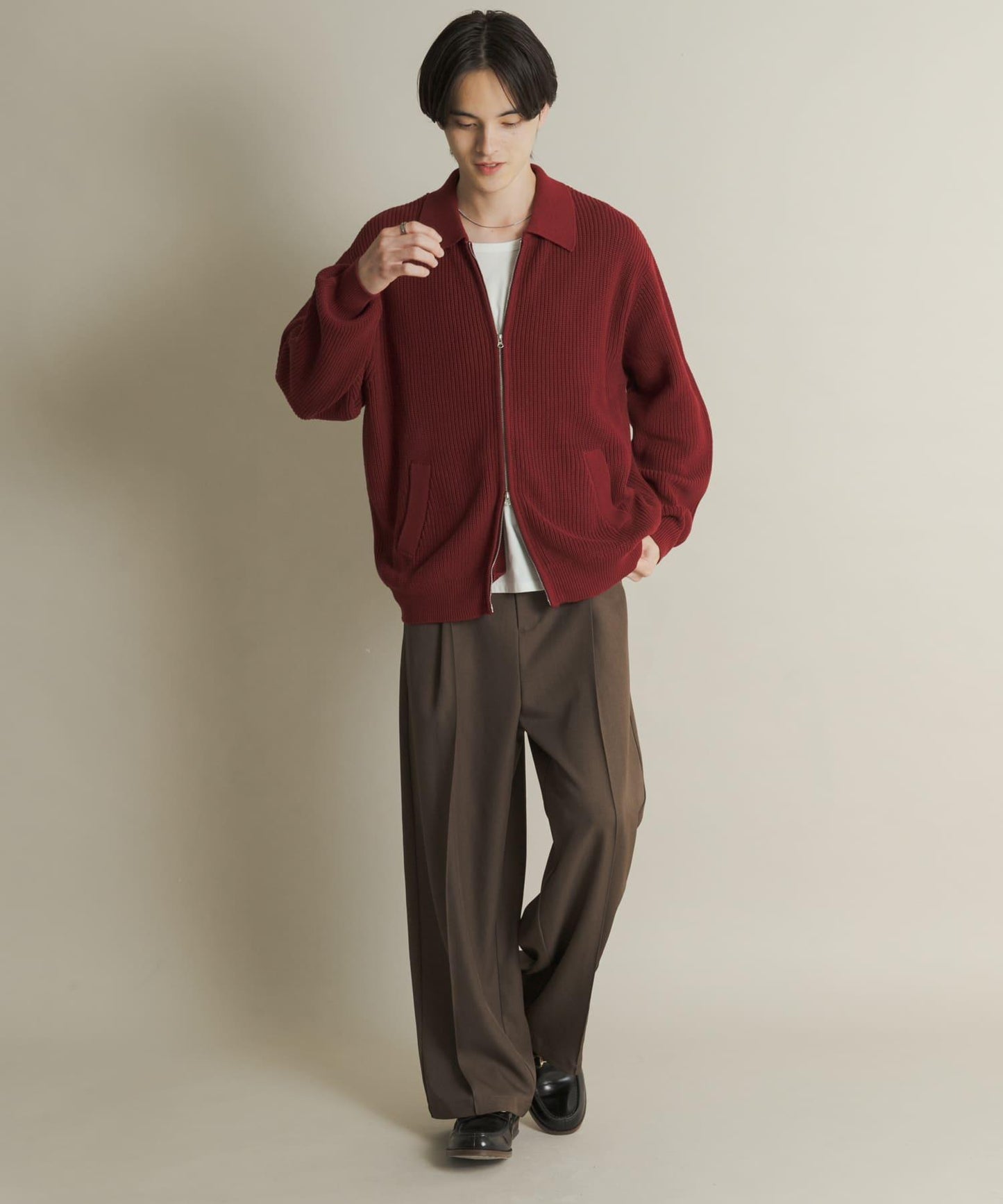 雙拉鍊針織開衫