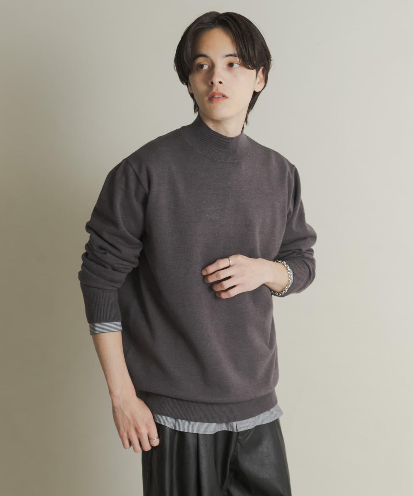 部分色 可水洗/防起球 彈力高領針織衫