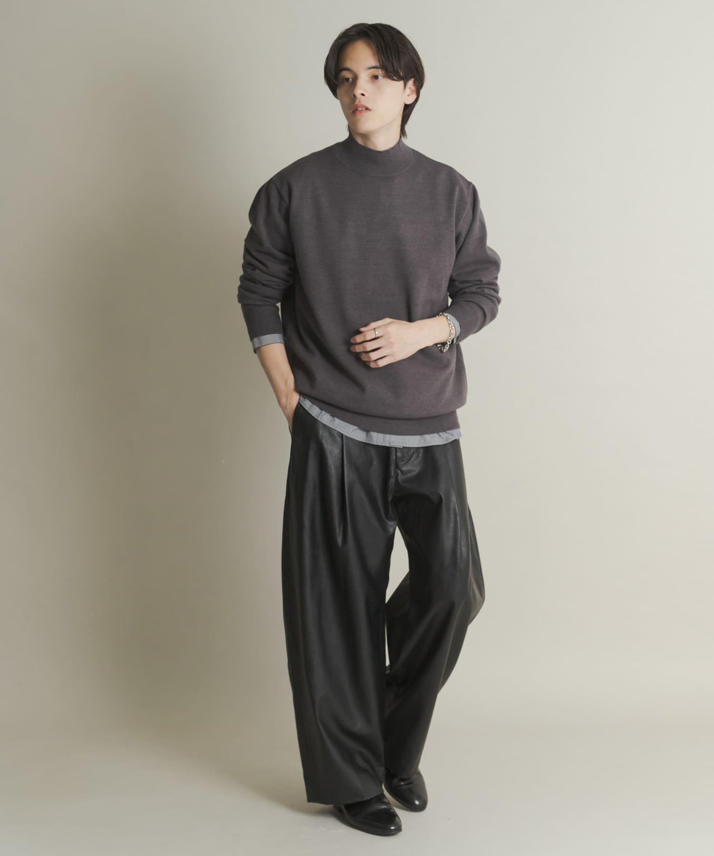 部分色 可水洗/防起球 彈力高領針織衫