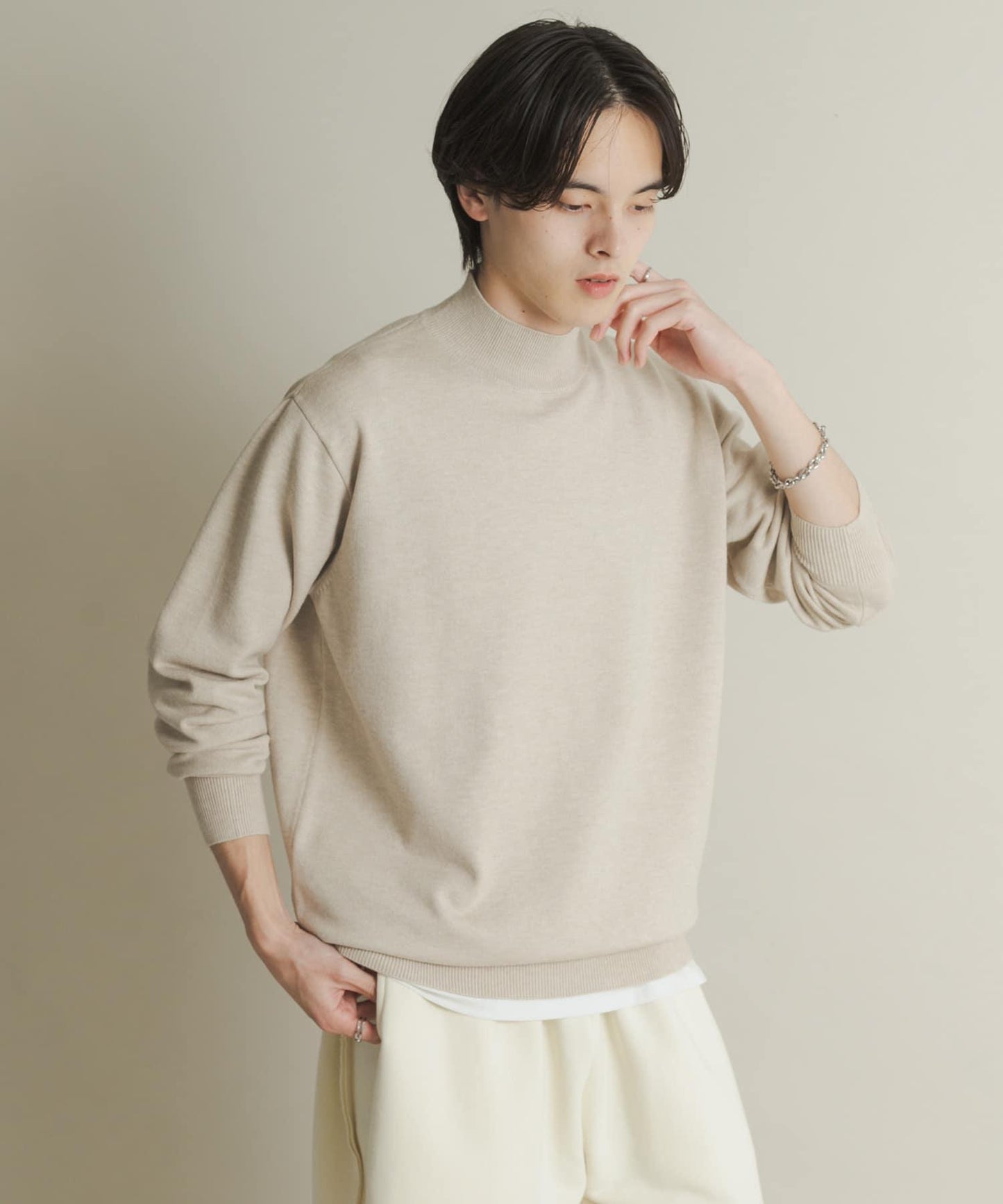 部分色 可水洗/防起球 彈力高領針織衫