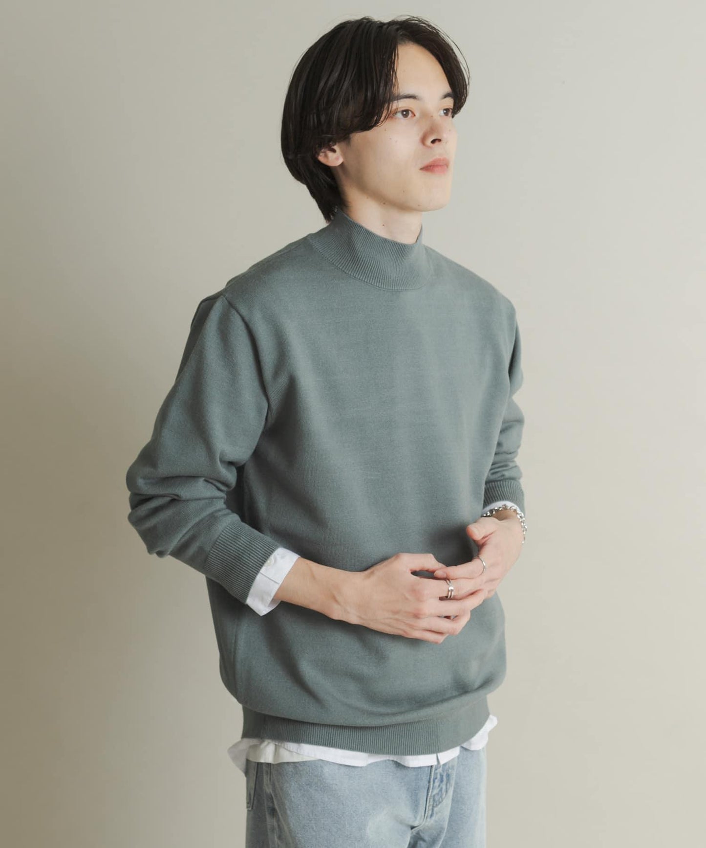 部分色 可水洗/防起球 彈力高領針織衫