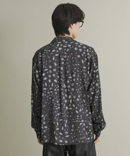 拼色開領長袖襯衫