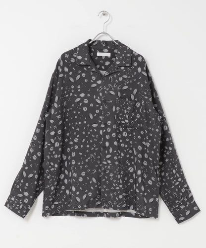 拼色開領長袖襯衫