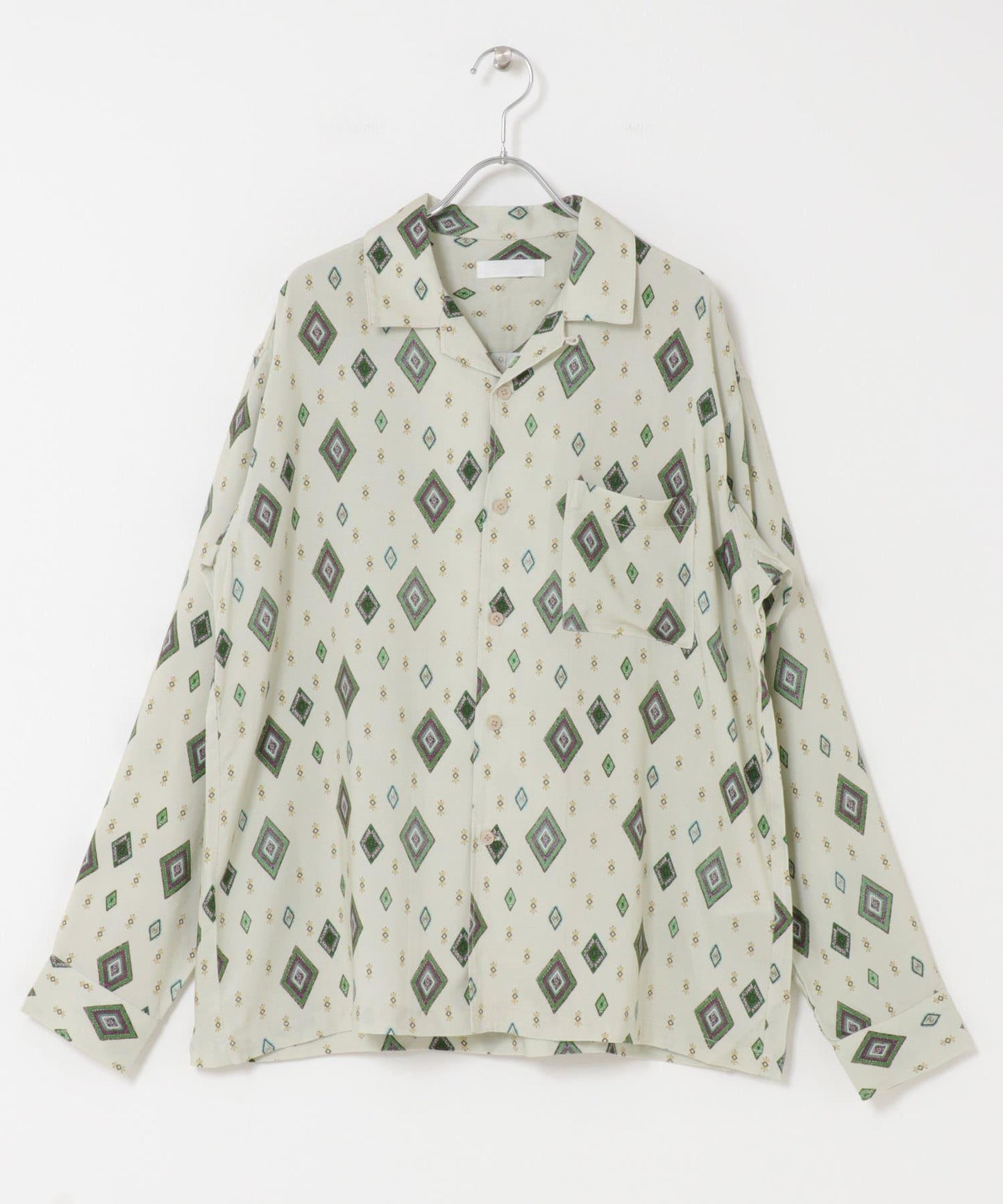 拼色開領長袖襯衫