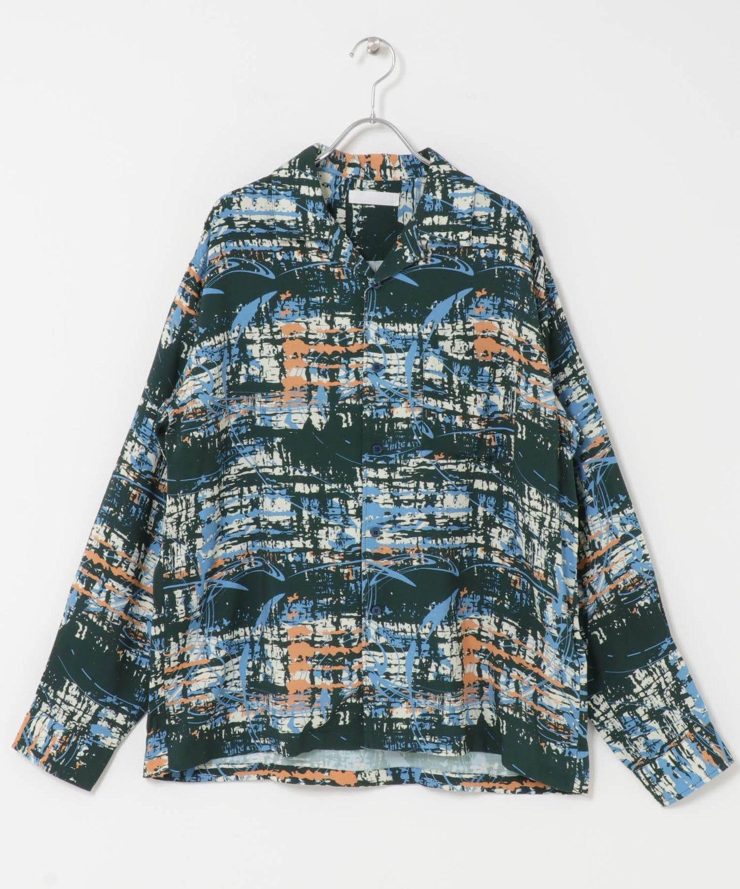 拼色開領長袖襯衫