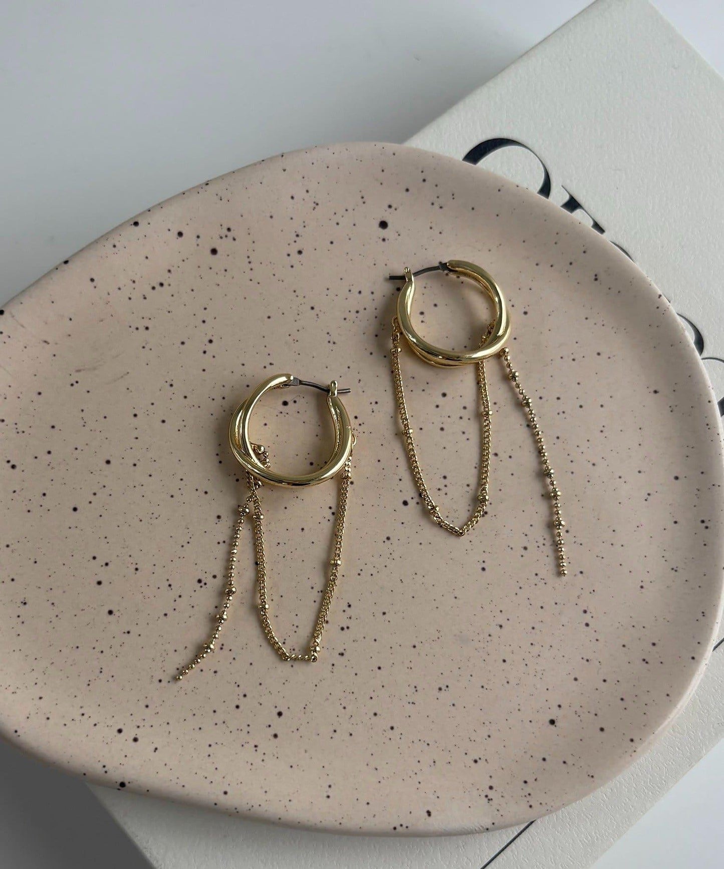 2連圈形鏈條耳環