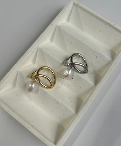 GOLDY水滴珍珠線條戒指