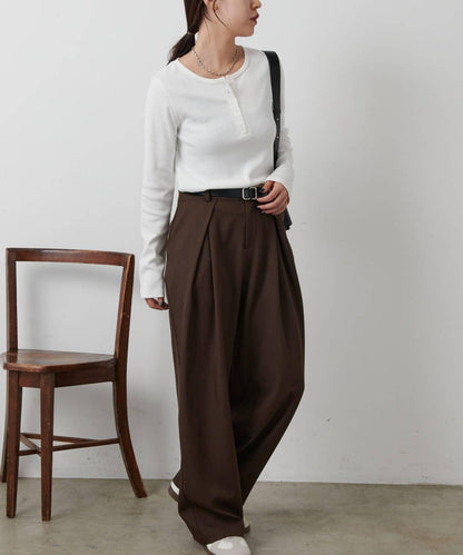 【AW/】亨利領羅紋長袖T恤