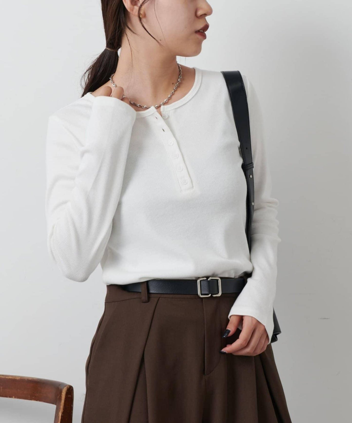 【AW/】亨利領羅紋長袖T恤