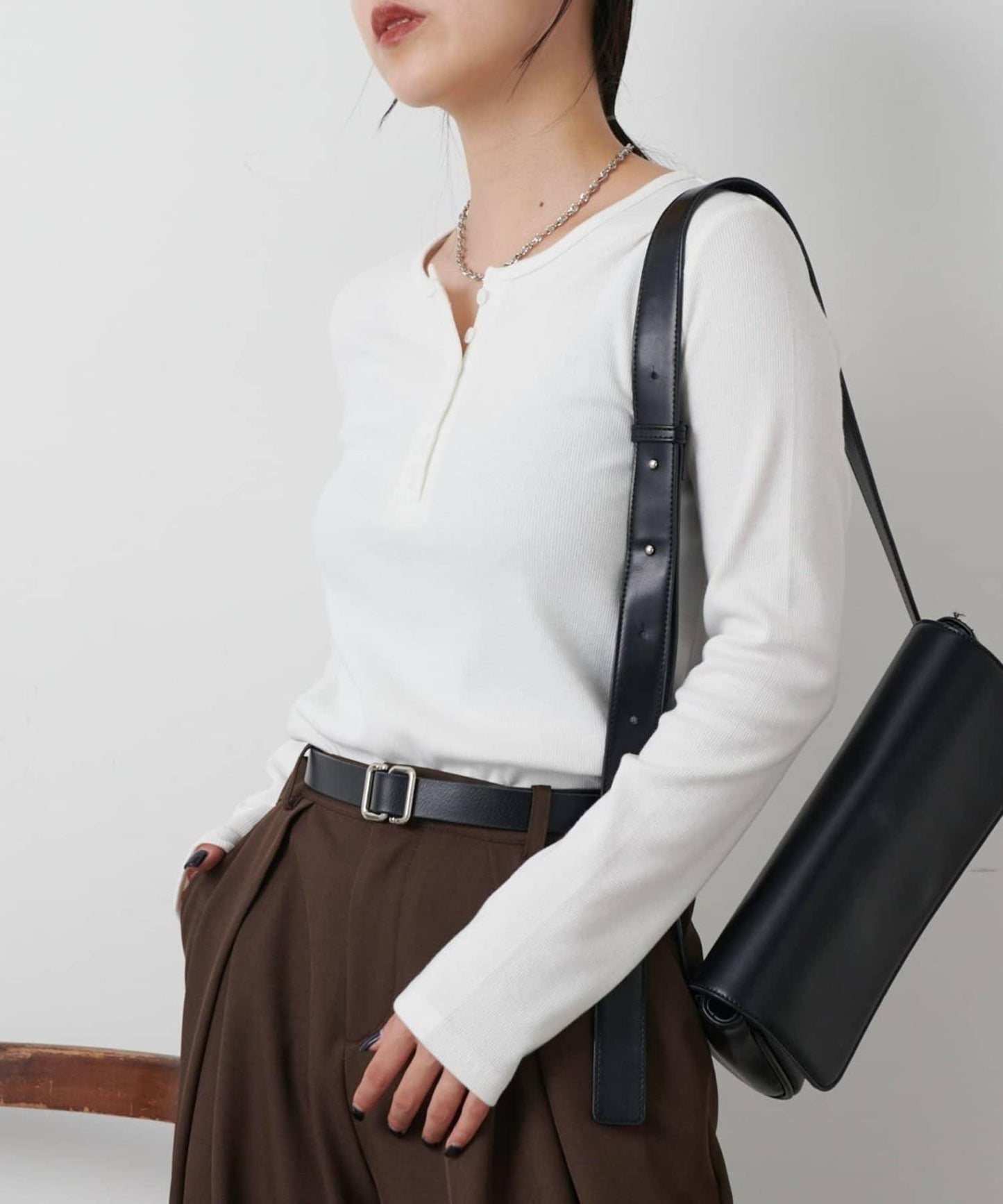 【AW/】亨利領羅紋長袖T恤