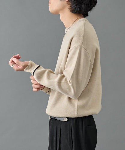 【AW】再生聚酯拼色圓領針織衫