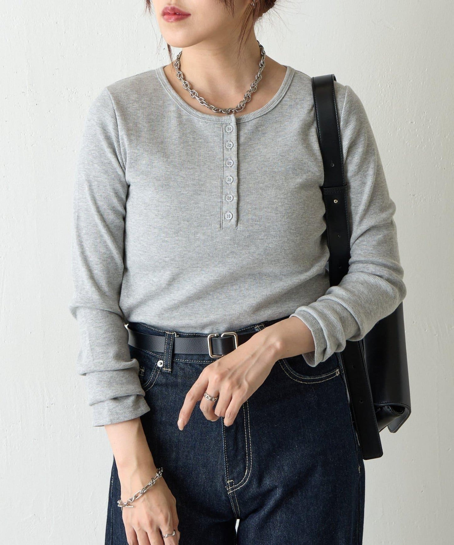 【AW/】亨利領羅紋長袖T恤