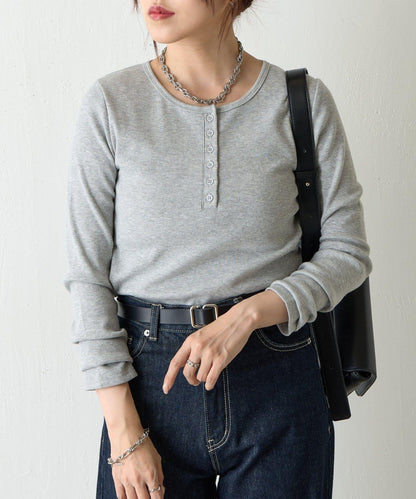 【AW/】亨利領羅紋長袖T恤