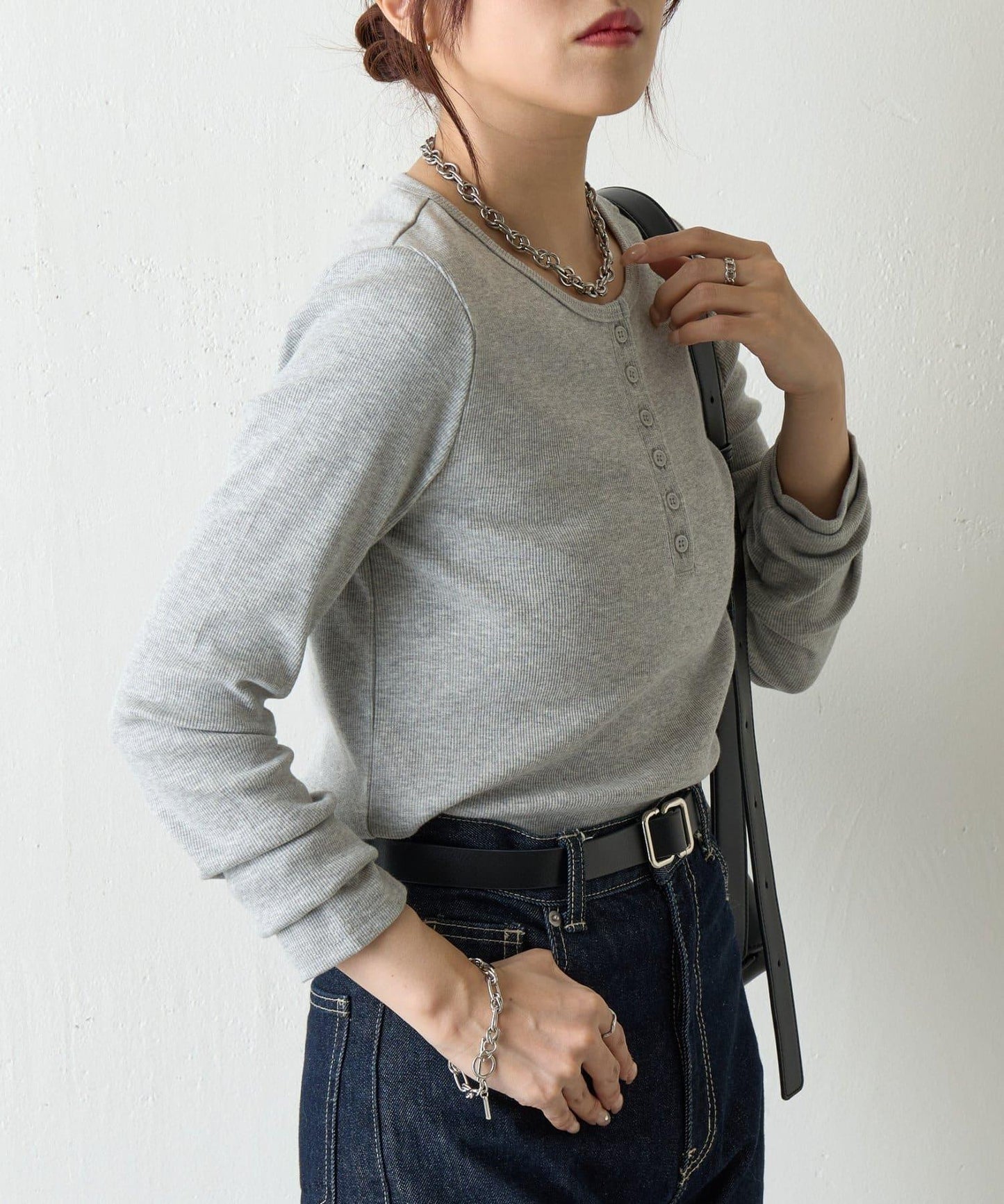 【AW/】亨利領羅紋長袖T恤