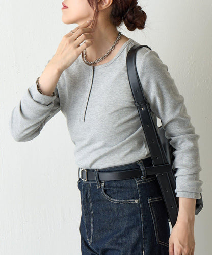 【AW/】亨利領羅紋長袖T恤