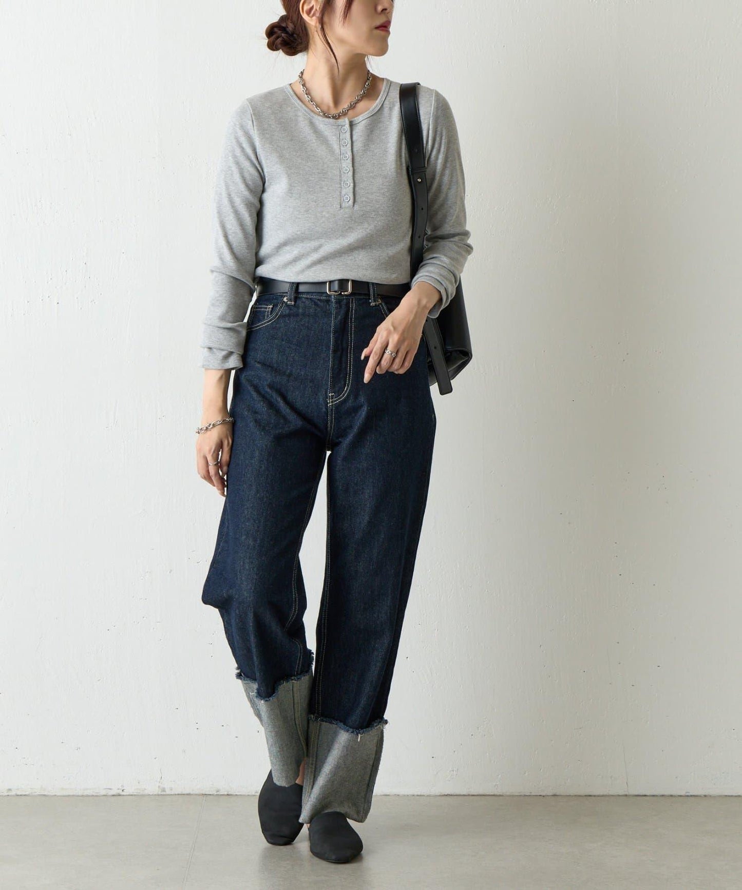 【AW/】亨利領羅紋長袖T恤