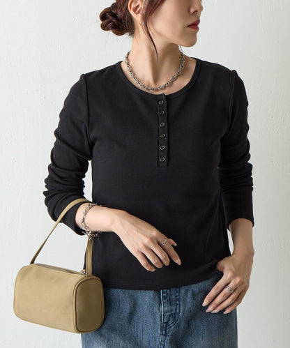 【AW/】亨利領羅紋長袖T恤