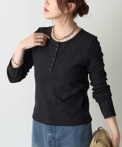 【AW/】亨利領羅紋長袖T恤