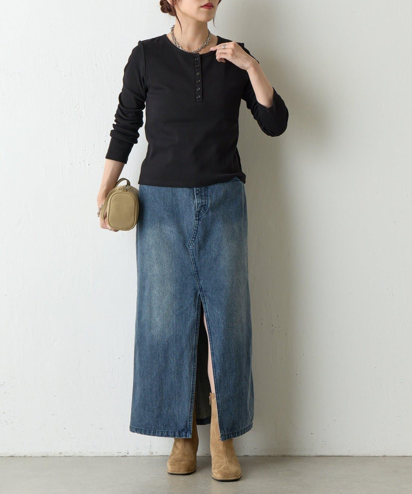 【AW/】亨利領羅紋長袖T恤