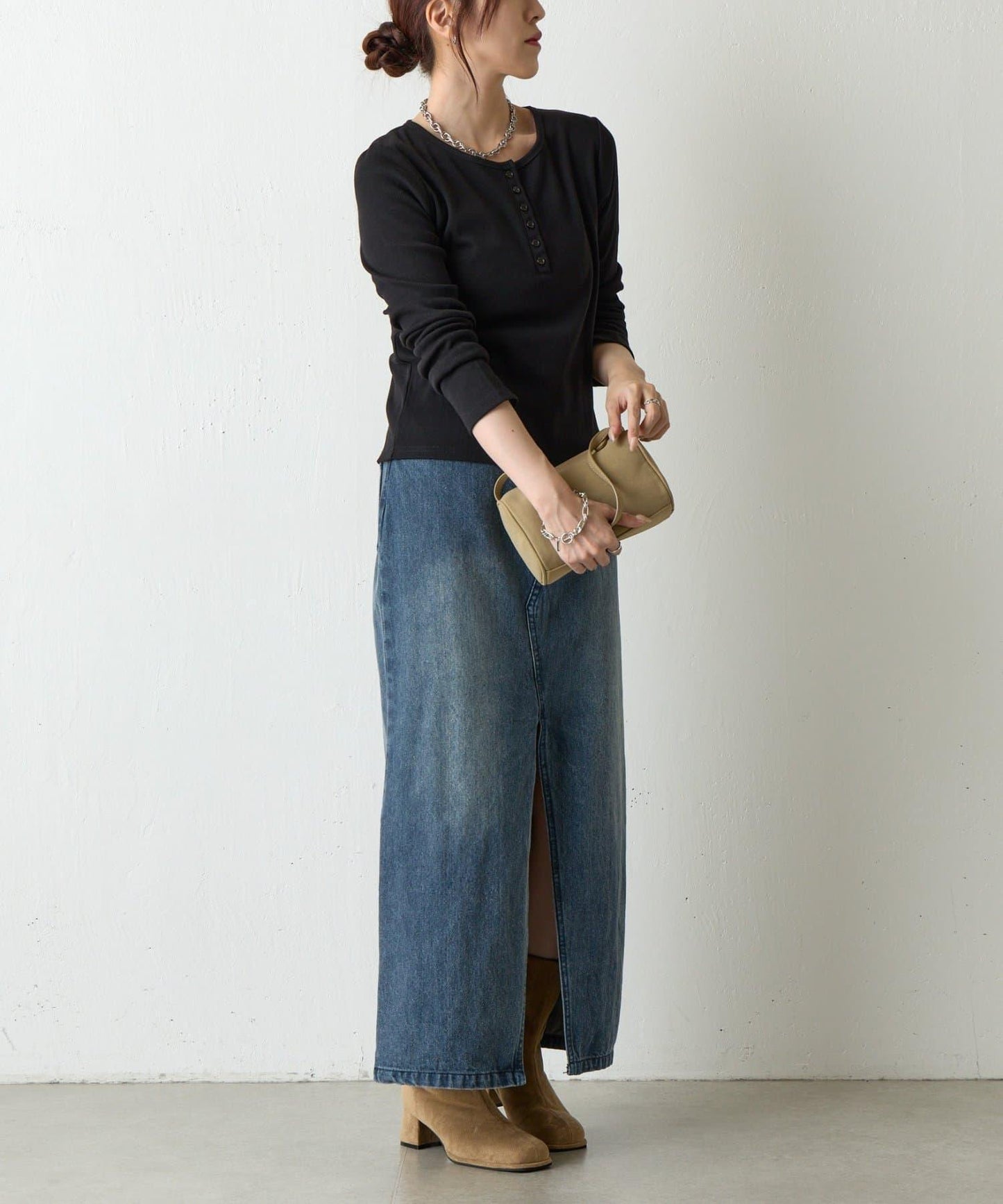 【AW/】亨利領羅紋長袖T恤