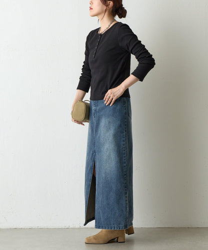 【AW/】亨利領羅紋長袖T恤