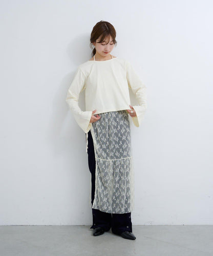 B 喇叭袖兩穿式針織上衣