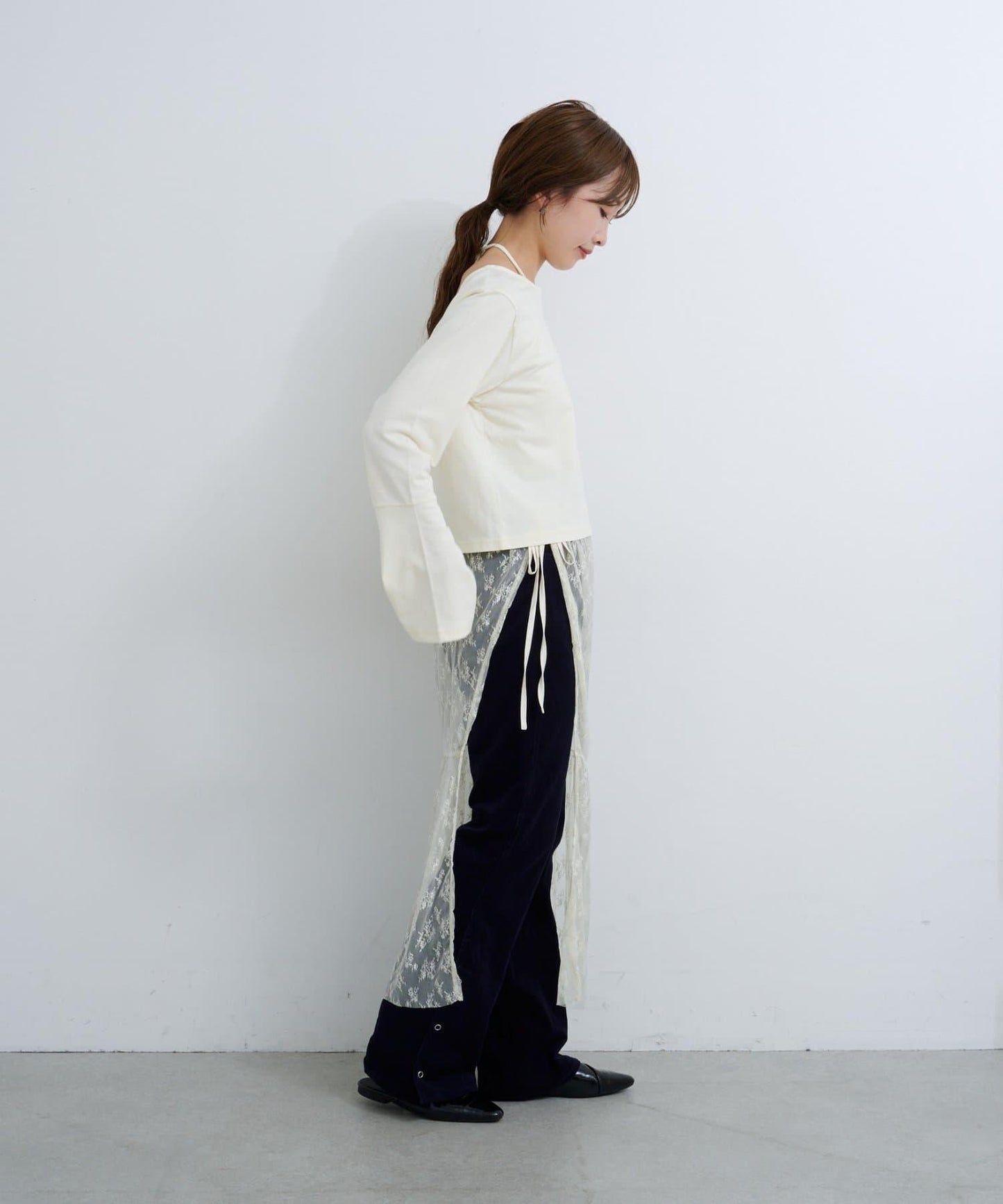 B 喇叭袖兩穿式針織上衣